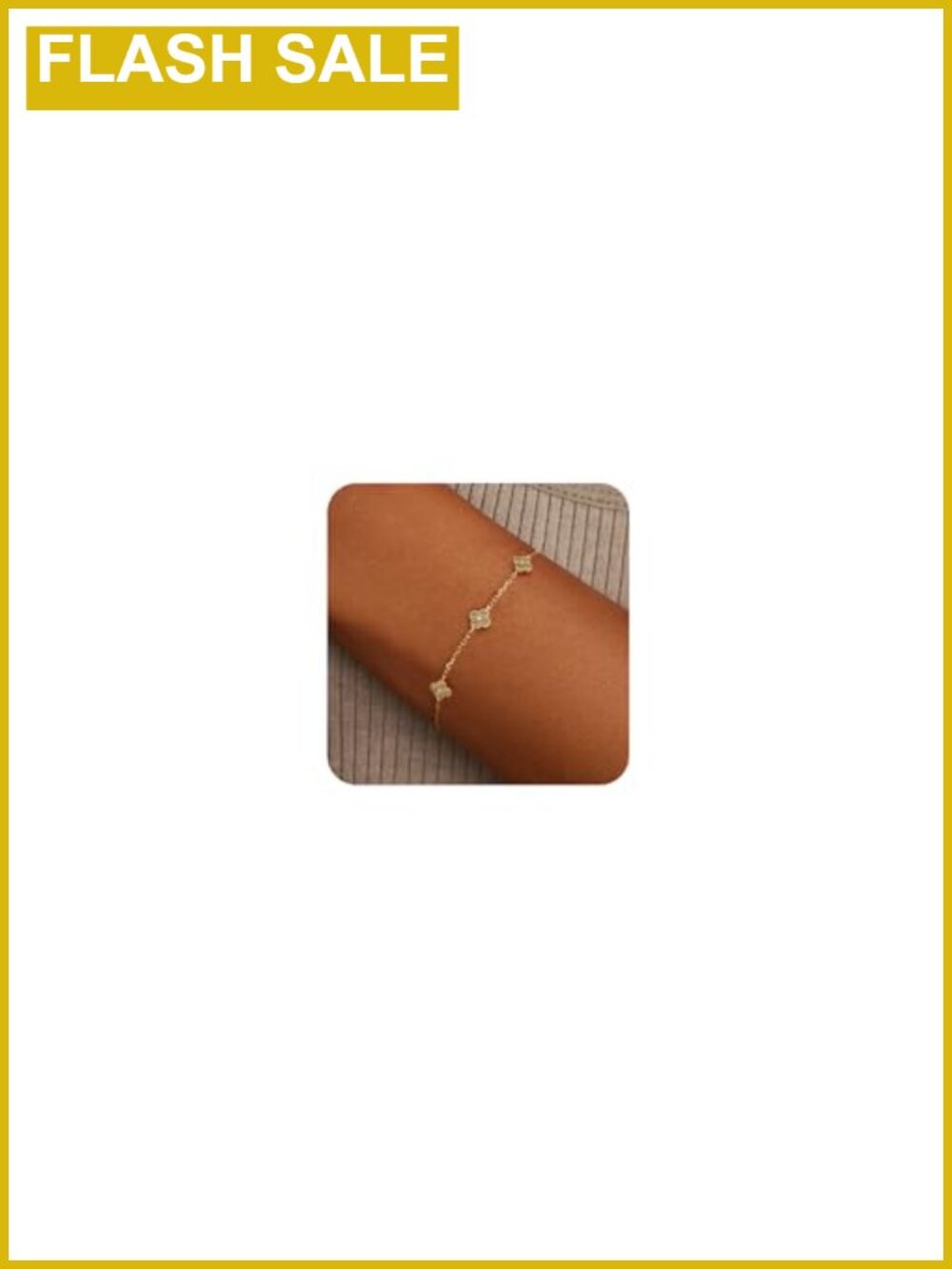 14k Gold Plated Clover Birthstone Bracelet Dainty Adjustable Link Charm - Picture 1 of 5